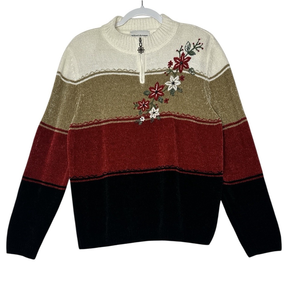 Vintage‎ Alfred Dunner Sweater Top Women Large Holiday Christmas Embroidered Y2K